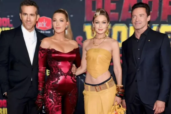 Blake Lively and Gigi Hadid, Deadpool and Wolverine, high fashion, Marvel characters, fashion collaboration, haute couture, superhero transformation, pop culture and fashion, Blake Lively Deadpool,