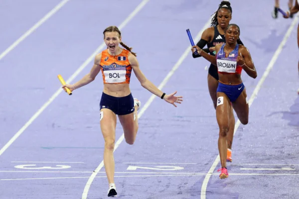 Femke Bol Olympic Gold, 2024 Paris Olympics, 4x400-meter mixed relay, Dutch sprinter, Femke Bol comeback, Netherlands track and field, Eugene Omalla, Lieke Klaver, Isaya Klein Ikkink